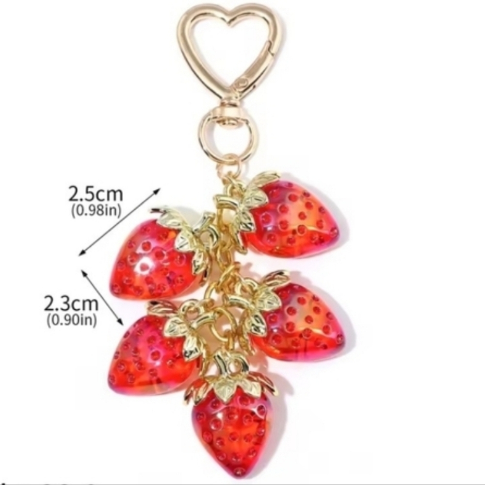 Cute Strawberry Bag Pendant Keychain Kawaii Heart Flower Bag Purse Accesories